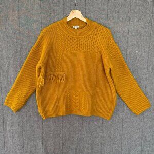 Oriana Marigold Yellow Made in Italy  Wool Blend.Mock Neck Boxy Sweater Size XL